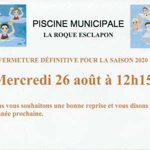 Fermeture de la piscine municipale de la Roque-Esclapon Fermeture de la piscine municipale de la Roque-Esclapon