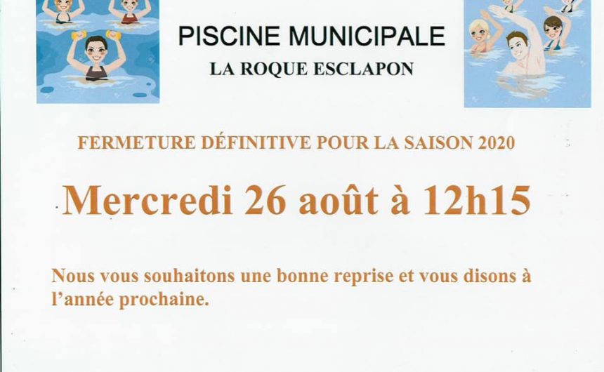 Fermeture de la piscine municipale de la Roque-Esclapon