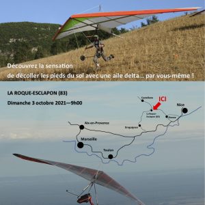 Venez découvrir le deltaplane gratuitement à La Roque Esclapon, le 3 octobre 2021 !