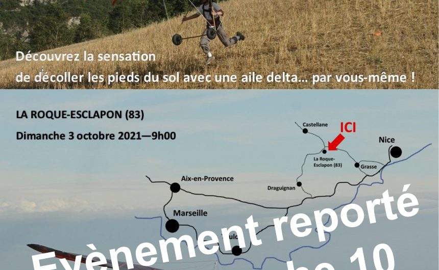 Journée de découverte du deltaplane reportée au dimanche 10 octobre 2021 !