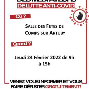Médiateurs de lutte anti-covid de la Croix Rouge à Comps le 24 février 2022