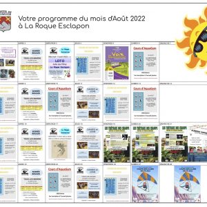 Programme des activités et événements du mois d’Août 2022