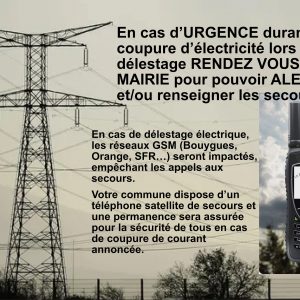 En cas d’urgence durant un délestage électrique RENDEZ VOUS en mairie