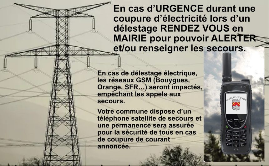 En cas d&rsquo;urgence durant un délestage électrique RENDEZ VOUS en mairie