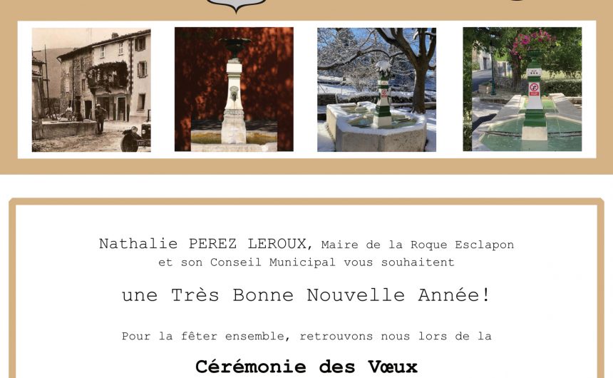 Cérémonie des voeux dimanche 15 janvier à 15h