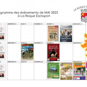 Programme MAI 2023 à la Roque Esclapon