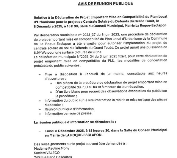 AVIS DE REUNION PUBLIQUE AVIS DE REUNION PUBLIQUE