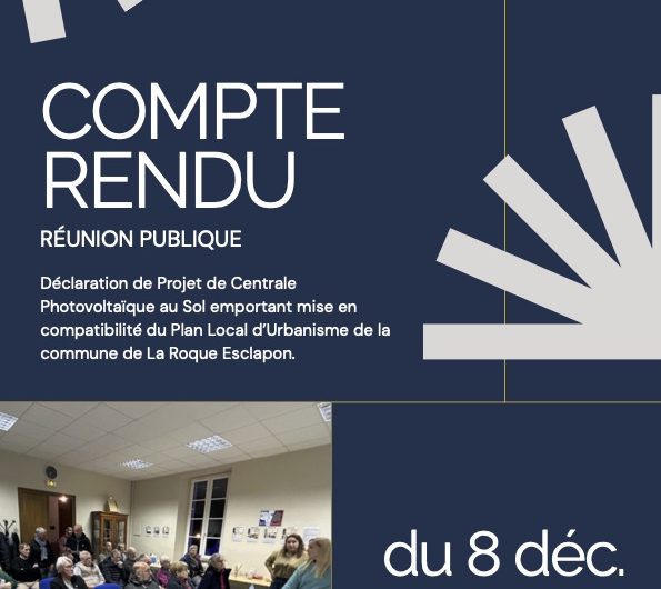 Compte rendu de la réunion publique DPMEC du PLU de la Roque Esclapon
